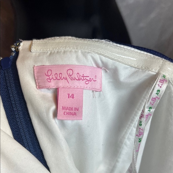 Lilly Pulitzer Strapless Dress in Navy with Geometric Accents - Picture 3 of 3